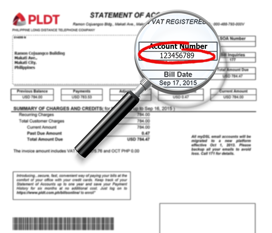 Account Number Location